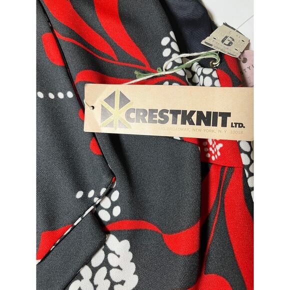 Vintage‎ 60s Sears Crestknit Mod Dress XS S Tag Jr 9 Black Red Floral Scarf Mod - Picture 10 of 13